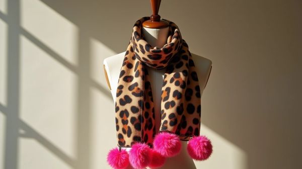 Écharpe léopard avec pompons : un accessoire de mode chic et tendance